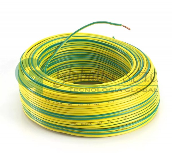 Cable CPT para Puesta a Tierra 14AWG(2.5mm²) Amarillo,Verde - ELCOPE