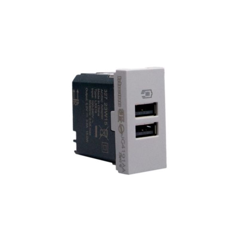CARGADOR USB TIPO A+A 3A 15W MATIX GO 1 MODULO GRIS - JG4191AA - TICINO