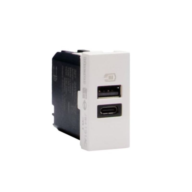 CARGADOR USB TIPO A+C 3A 15W MATIX GO 1 MODULO BLANCO - JW4191AC - TICINO