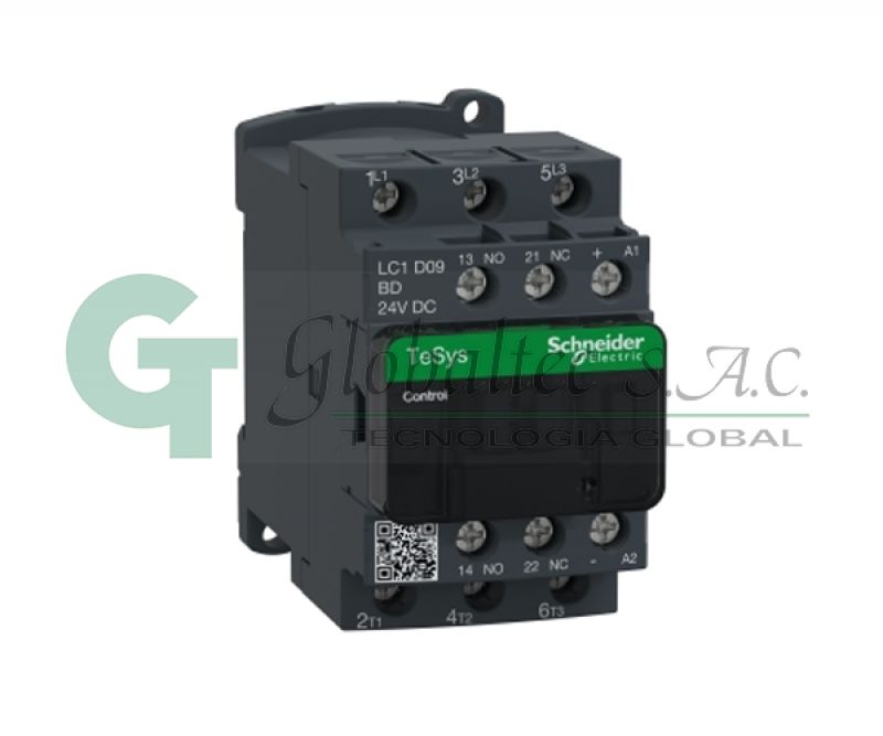 CONTACTOR TRIFASICO 1NA+1NC TESYS 9A 24VDC - LC1D09BD - SCHNEIDER