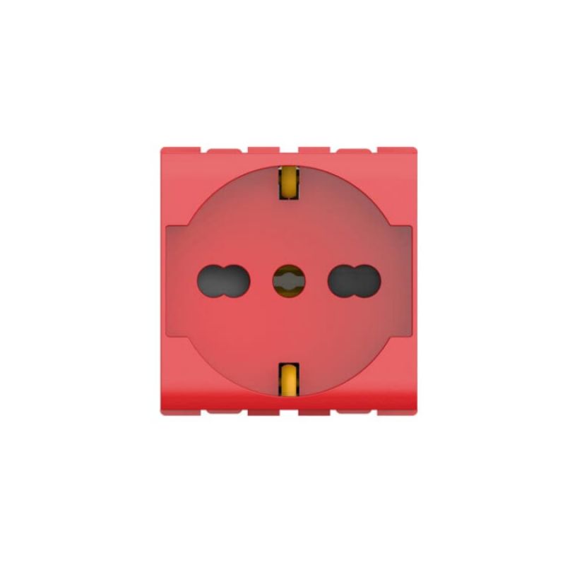 DADO TOMACORRIENTE SCHUKO SIMPLE 16A 250V SIN PLACA  ROJO ORIGEN - N0233 RJ - 2CLA023300N7002 - ABB