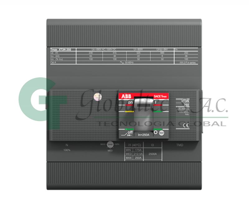 INTERRUPTOR CAJA MOLDEADA 4X175-250A 50KA/230V 36KA/380V XT3N 250 TMD 250-2500 4P - 1SDA068070R1 - ABB