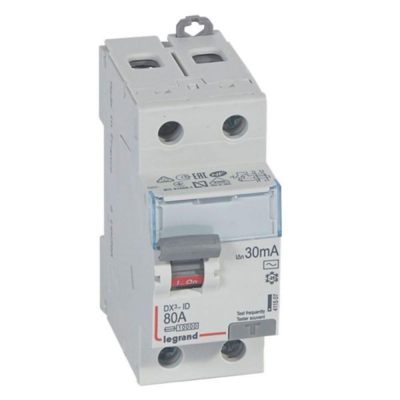 INTERRUPTOR DIFERENCIAL DX3-ID  2X80A 30MA 230V 2 MODULOS DIN 411507- [411507] - LEGRAND