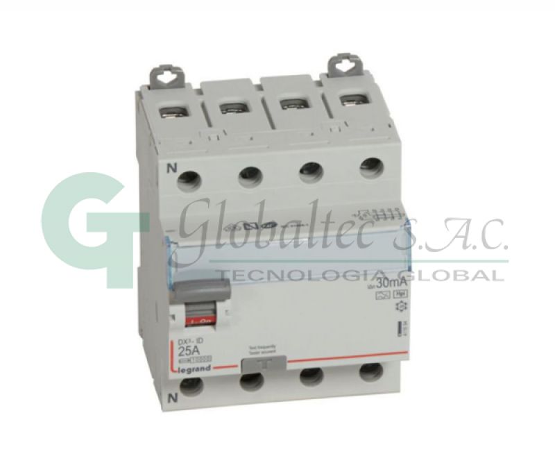 INTERRUPTOR DIFERENCIAL HPI DX3-ID 4X25A 230V 30MA 4MODULOS DIN - [411694] - LEGRAND