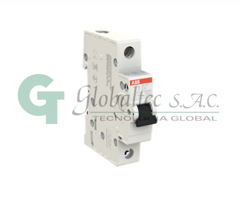 INTERRUPTOR TERMOMAGNETICO 1X6A 6KA/230V RIEL SH201-C6- 2CDS211001R0064 - ABB