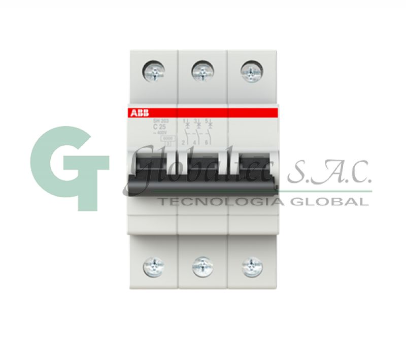 INTERRUPTOR TERMOMAGNETICO 3X25A 10KA 230VAC SH203-C25- 2CDS213001R0254 - ABB