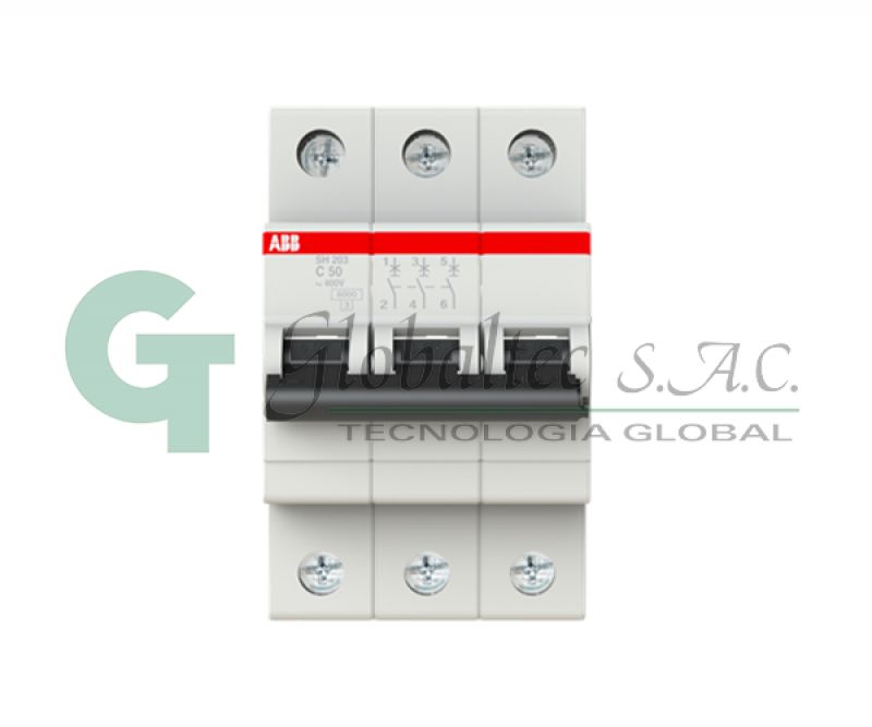 INTERRUPTOR TERMOMAGNETICO 3X50A 10KA/230VAC SH203-C50- 2CDS213001R0504 - ABB