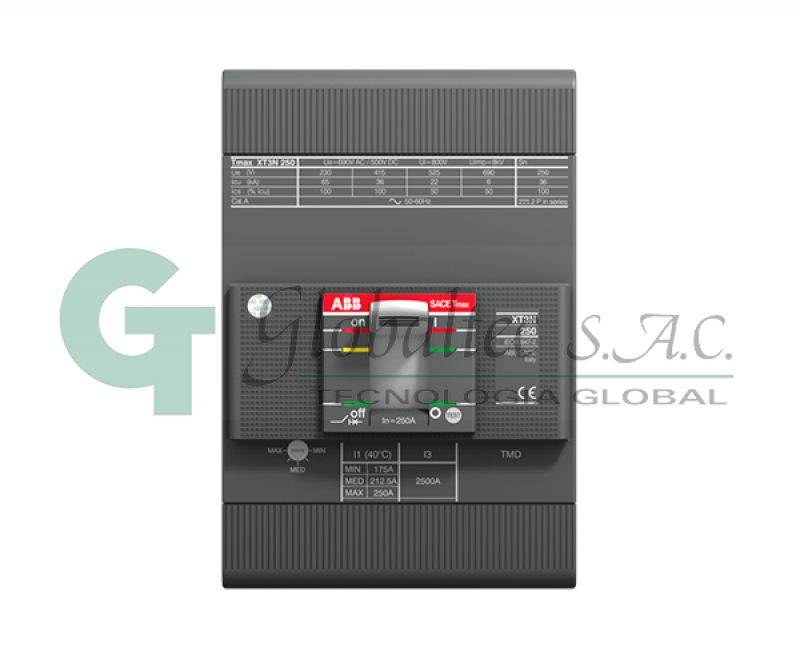 INTERRUPTOR TERMOMAGNETICO REG:3X175-250A 85/50KA 230/380V XT3S250TMD- 1SDA068221R1 - ABB
