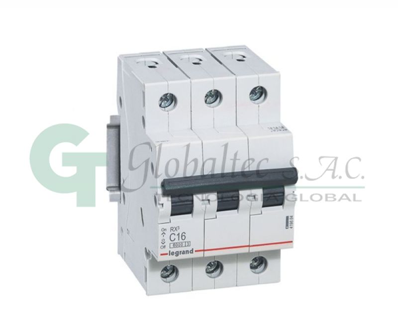 INTERRUPTOR TERMOMAGNETICO RX3 3X16A 10KA/220V- 6KA/400V - 419884 -LEGRAND