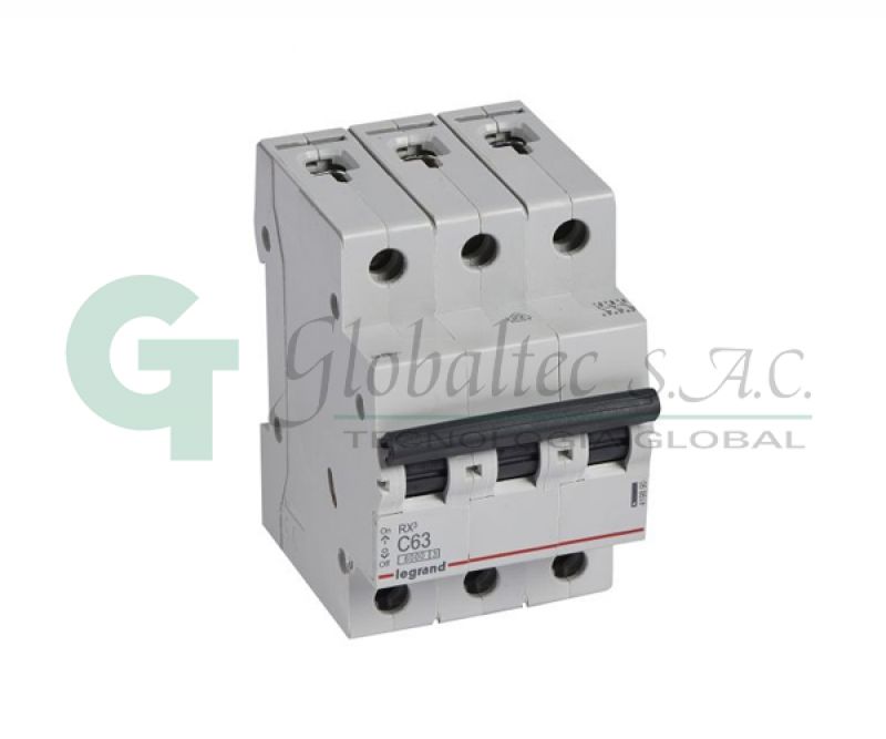 INTERRUPTOR TERMOMAGNETICO RX3 3X63A 10KA/220V- 6KA/400V - 419890 - LEGRAND