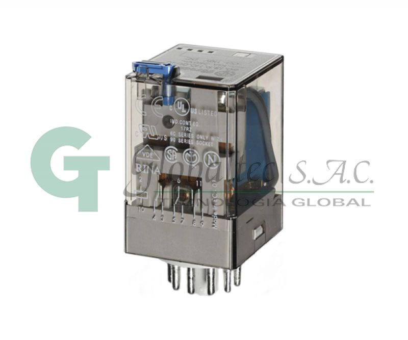 RELE INDUSTRIAL DE 11 PINES, 3 CONTACTOS 10A - 24 VDC EQ. RUMC31BD - 60.13.9.024.0040 - FINDER