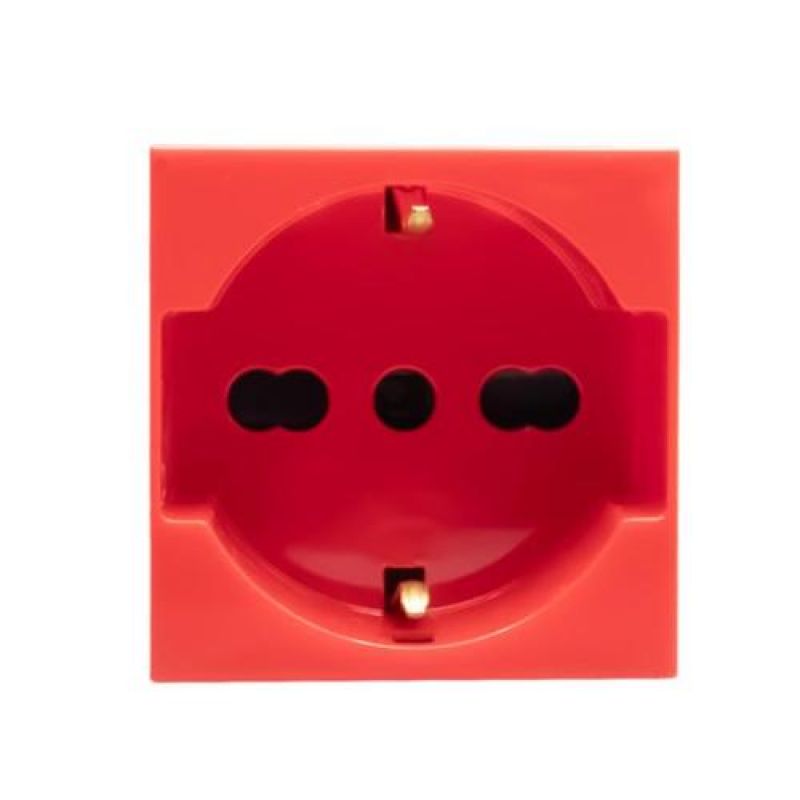 TOMA SCHUKO 16A MATIX GO ANTIBACTERIANO 2 MODULOS ROJO - [J4140A16RAB] - TICINO