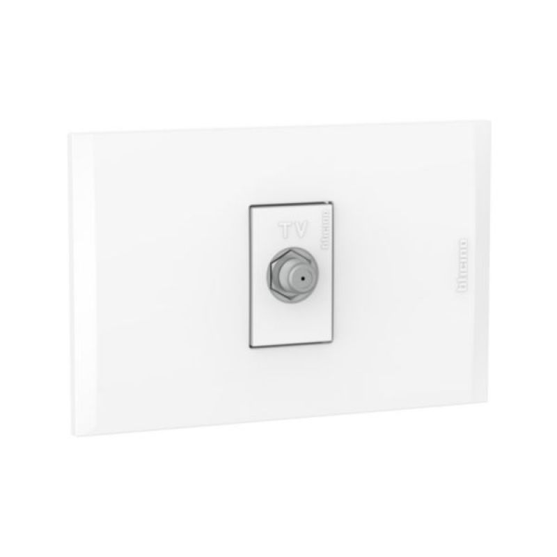TOMA TV TIPO F BLANCO C/PLACA ALUMINIO NATURAL MODUS 4 - AH2152E1BMN - TICINO