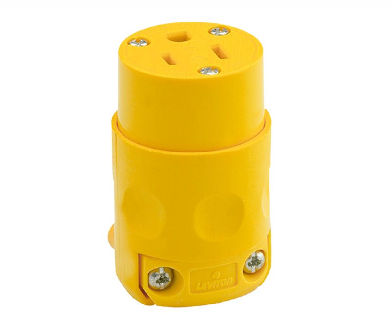 TOMACORRIENTE AEREO(CONECTOR) PVC 2X15A+T 125V 5-15R AMARILLO [515CV] - LEVITON