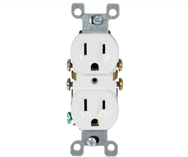 TOMACORRIENTE DOBLE 2X15A+T BLANCO 5320WCP- 5320-WCP - LEVITON - Tomacorrientes y Enchufes Eléctricos