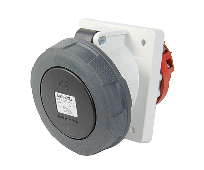Tomacorriente Empotrar 3X63A+T 500V IP67 Negro 206A - MENNEKES - Equipos de Automatización